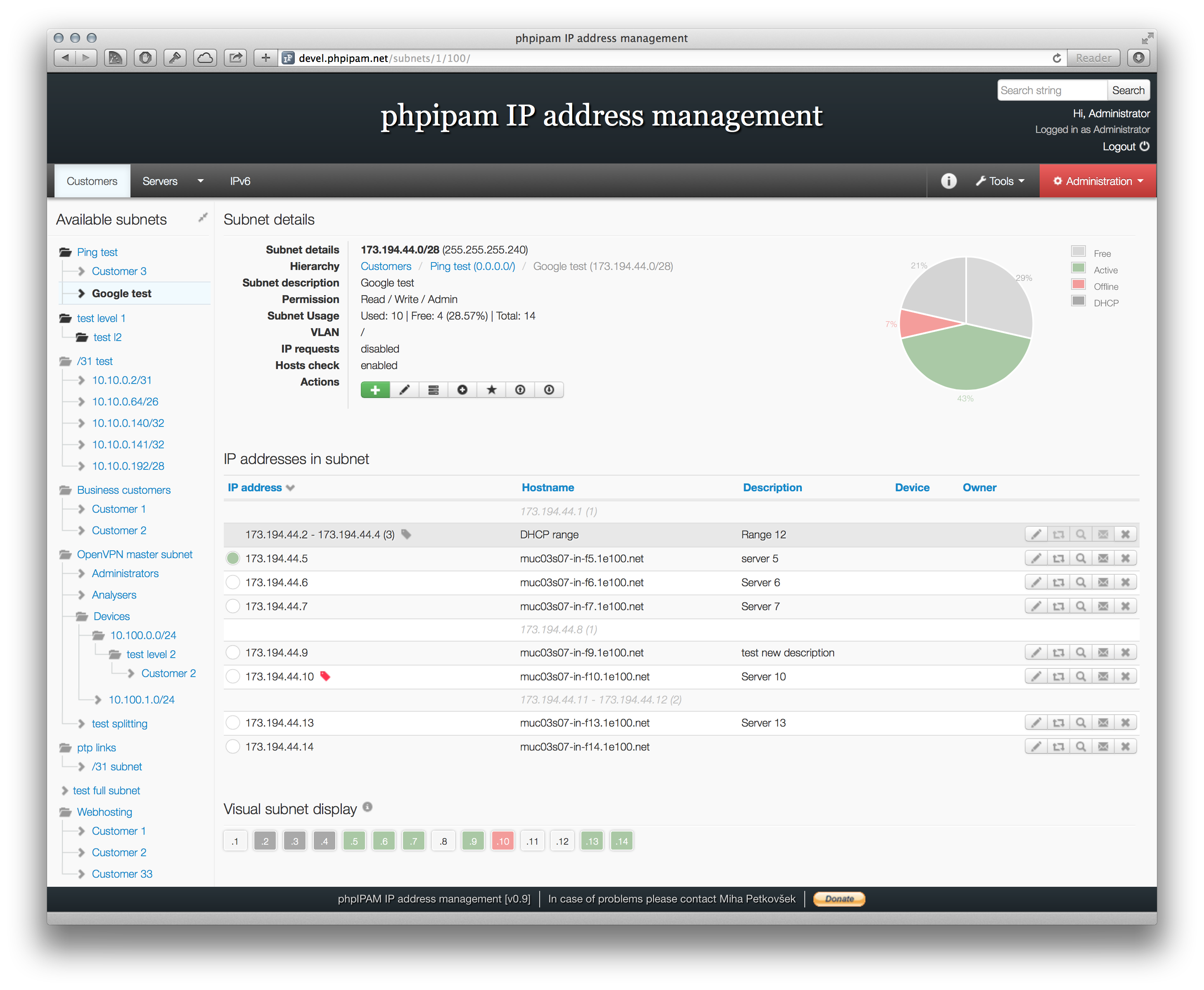 Ips manager. Noc Project IPAM.