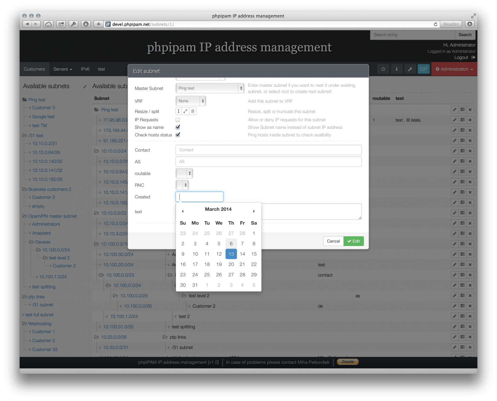 Phpipam ip address management screenshots